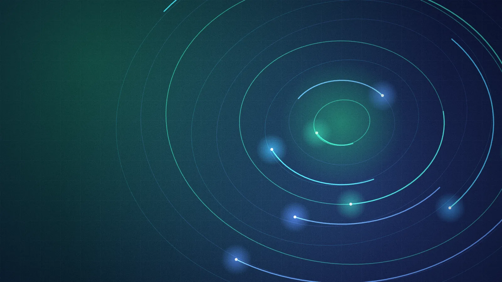 Abstract art: orbits and arcs with bright points circling a centre